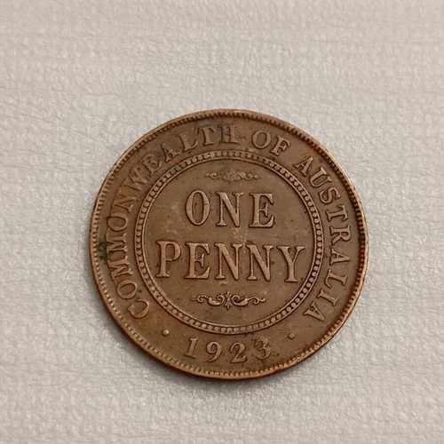 Australian One Penny 1923 coin used, King George V