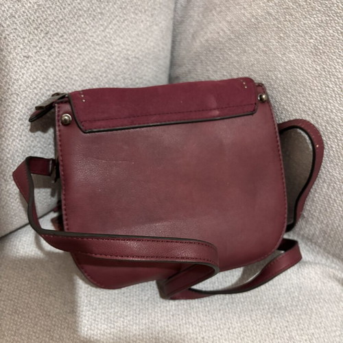 Primafila Crossbody Bag New, Burgundy Boho Style with Tassels and Studs