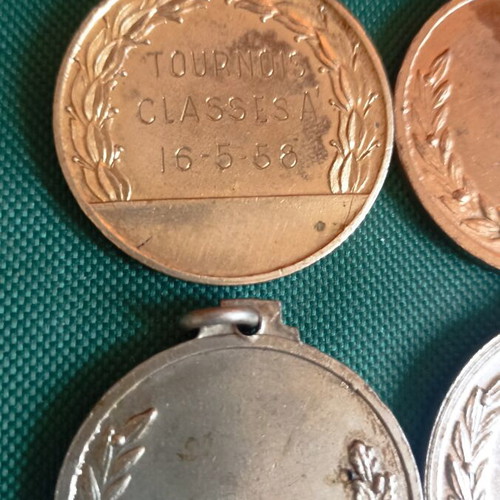 Vintage Volleyball Medals Tournois Classes A 1958 Set of 4 like new