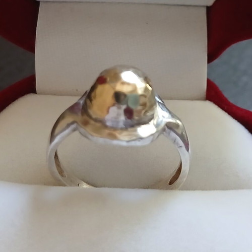 925 Silver Gold Hammered Ring like new