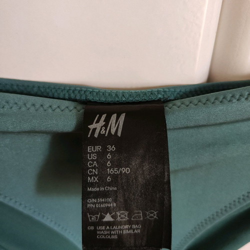 H&M Bikini Set Petrol / Emerald with Strapless Top & Slip with Rings (Size S / 36)