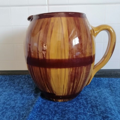 Clay wine jug vintage handmade glazed ceramic