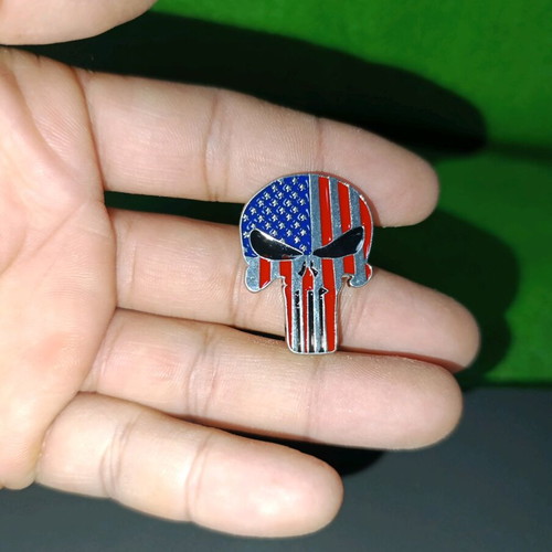 Punisher metal pin like new with American flag colors