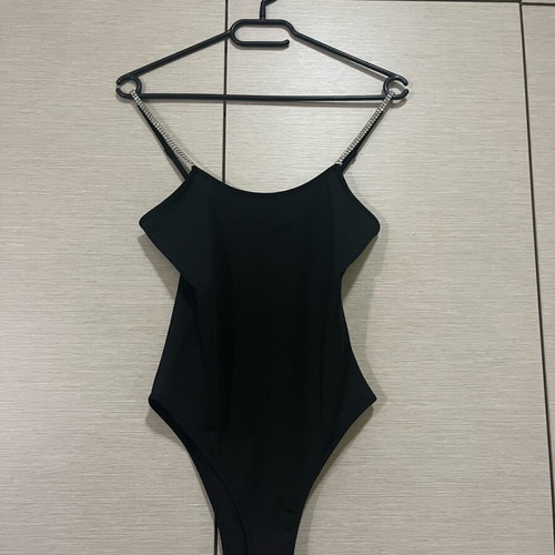 Shein black bodysuit like new with rhinestones on adjustable straps XS