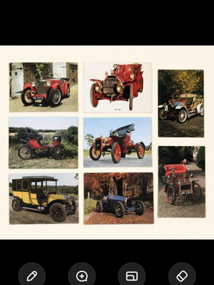 Collectible postcards with classic cars, like new, set of 8