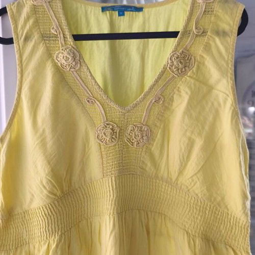 Raxevsky embroidered cotton dress, medium, yellow