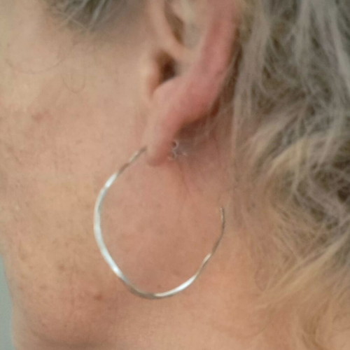 Handmade silver 925 hoop earrings organic design like new