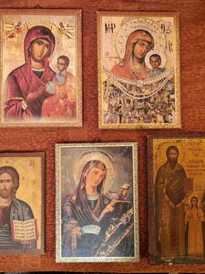 Christian icons used, set of 5 pieces