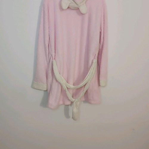 Kids fleece robe pink with teddy hood like new
