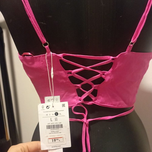 Zara bustier top new, pink, adjustable straps and back, size L