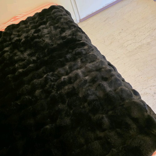 Fur blanket new, black, soft, 1.10×1.50 m with lining