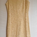 Anna Sereti Collection mini dress with yellow-beige lace, size 48