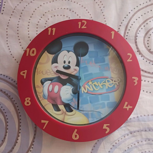 Mickey Mouse wall clock like new, analog, red-blue colors
