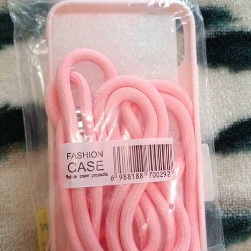 Iphone 11 case new, pink with neck strap