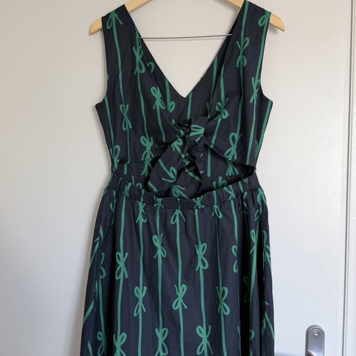 Smile Backless Dress Like New, Cotton, Blue and Green, Size S