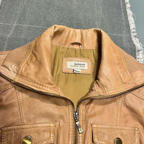 Bershka leather jacket used, brown, size 38/M