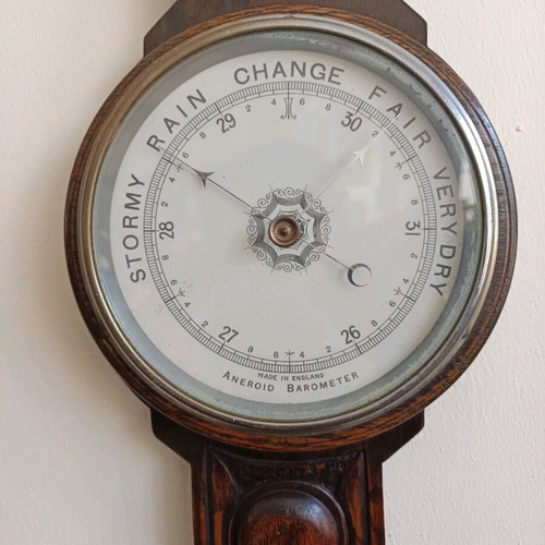 Antique barometer used, solid wood, 62x21 cm