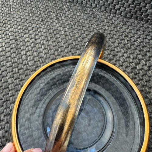 Bohemian amber glass basket used with gold encrusted floral decoration