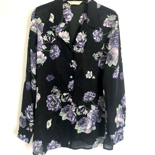Vintage floral black BHS shirt new, size L 42