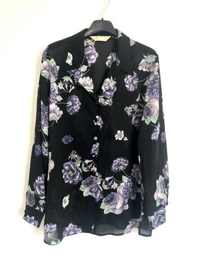 Vintage floral black BHS shirt new, size L 42