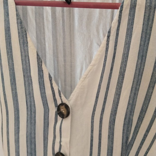 Zara linen striped dress white and blue XS like new with lining