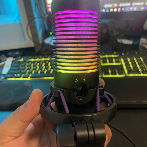 Nemesis NC90 gaming microphone used with RGB lighting and stand
