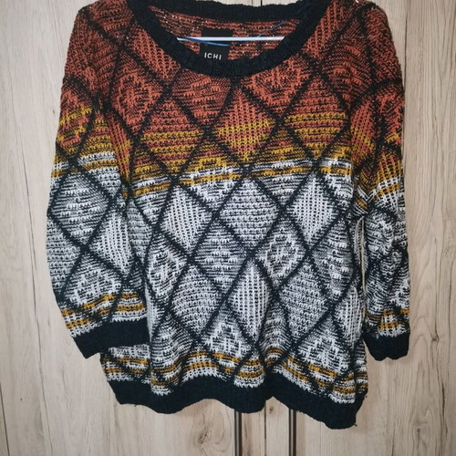 ICHI knitted sweater used, multicolor, size S, 3/4 sleeve