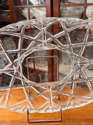 Crystal serving platter like new, heavy, elegant 38x24.5 cm