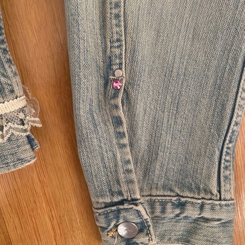Women’s denim jacket like new, blue with beads and lace, size M