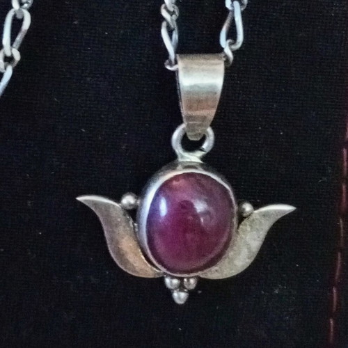 925 Mexico silver necklace used with semi-precious ruby stone