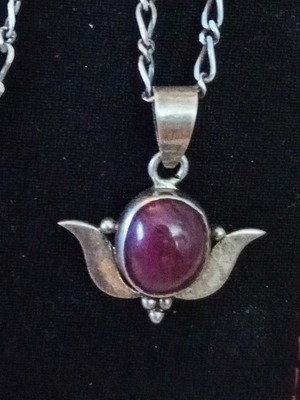 925 Mexico silver necklace used with semi-precious ruby stone