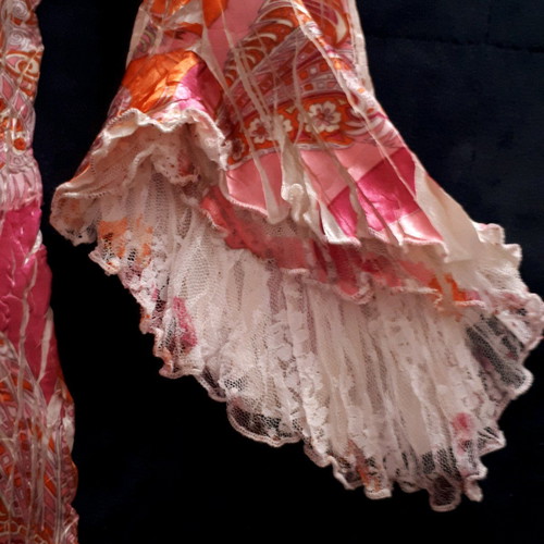 Spring blouse used, orange with lace, size M
