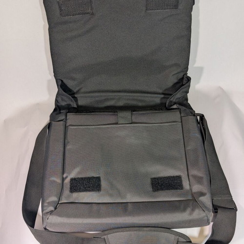 X-CASE laptop bag used, gray, with strap wear