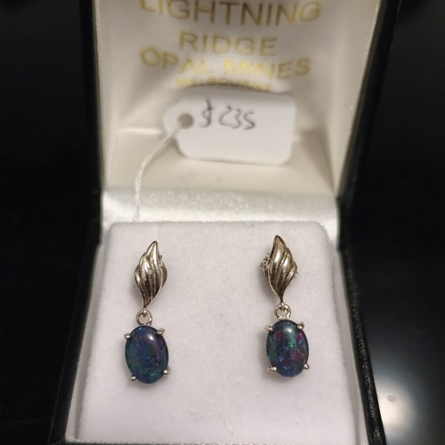 Silver earrings pair with opal, new, 925 sterling from Australia