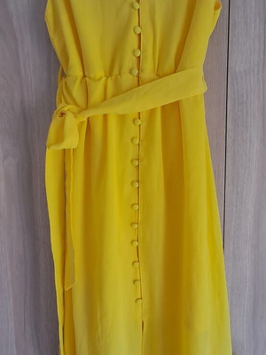 Dress yellow long with front slit and adjustable straps like new