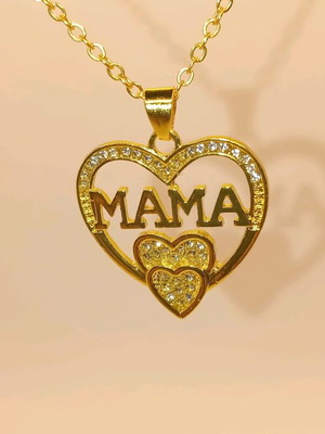 Gold heart necklace new with rhinestones