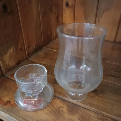 Tuborg glass tealight holder like new