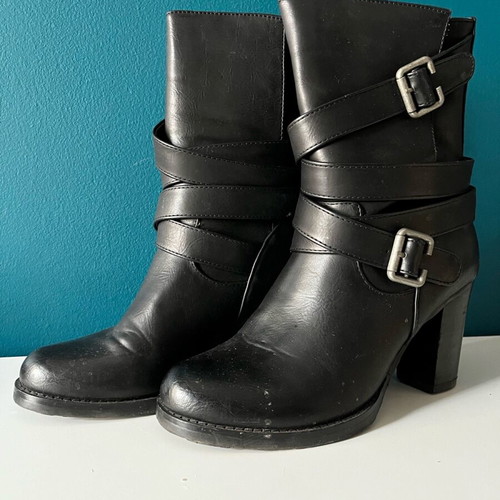 Migato black boots with straps used, size 37