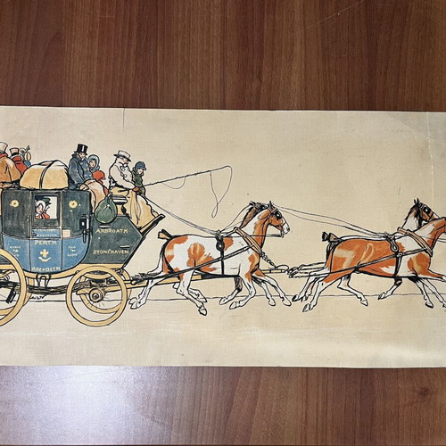 Signed artwork used with some wear, 63x28 cm