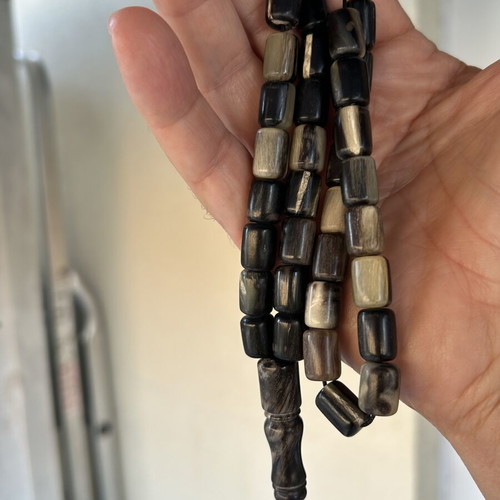 Komboloi from ox horn used, 33 beads 12x8mm