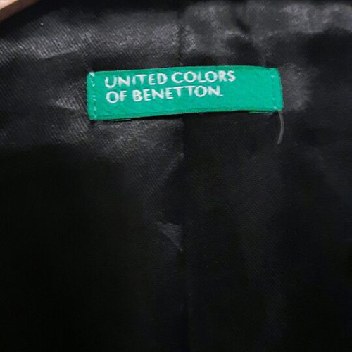 Classic Black Women's Coat United Colors of Benetton Used With Belt
