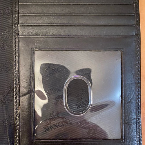 Mancini passport holder used, leather with card slots