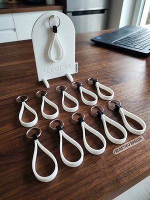 Set of 10 elastic 3D-printable hand keychains new