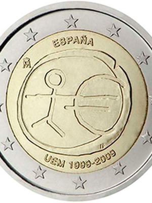 Ισπανία 2 Ευρώ 2009 UNC αναμνηστικό 10ης επετείου Οικονομικής και Νομισματικής Ένωσης