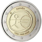 Ισπανία 2 Ευρώ 2009 UNC αναμνηστικό 10ης επετείου Οικονομικής και Νομισματικής Ένωσης