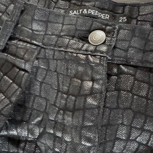 Salt & Pepper jeans like new, black, size S/M with leather-like shine