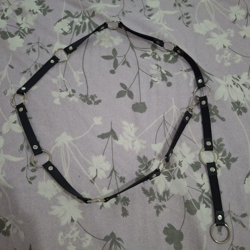 Belt with rings, black, adjustable