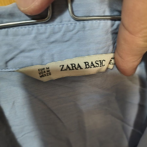 Zara basic women's shirt size medium, light blue with white sleeves, like new