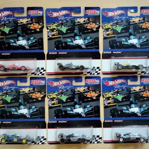 Hot Wheels Racing IZOD Indy Car Series 2012 πλήρες σετ 6 μεταλλικών καρτελών καινούργιο