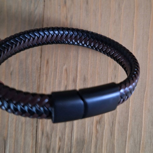 Men's black and brown braided bracelet with magnetic clasp like new